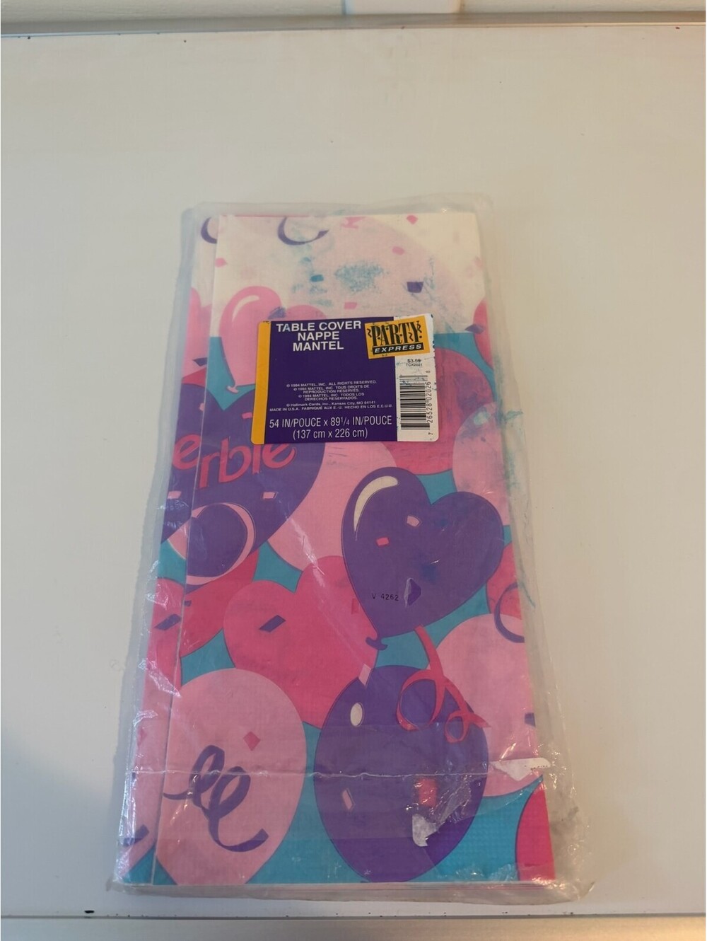 1994 BARBIE birthday party table cover NOS vintage